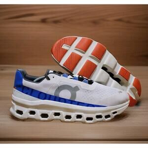 On Cloudmonster Running Shoes Sneakers Comfort Gym White Blue Orange Men's Sz 12
